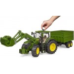 John Deere 7R 350 Tractor w Frontloader & Tipping Trailer - Bruder 03155